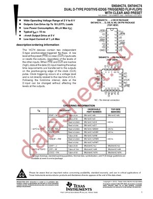 SN74HC74DT datasheet  